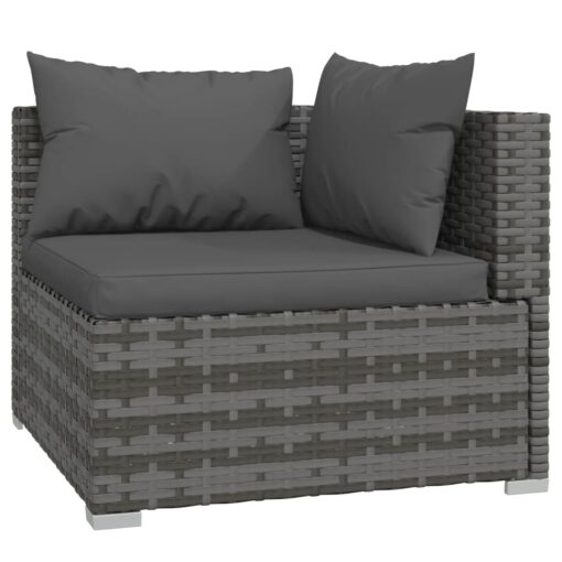 5 Piece Garden Lounge Set with Cushions Poly Rattan Grey - Image 2