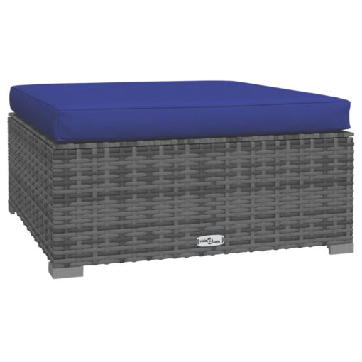 5 Piece Garden Lounge Set with Cushions Poly Rattan Grey - Image 3