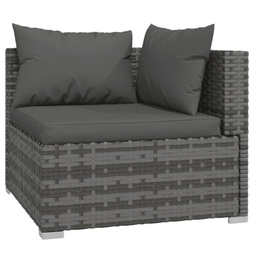 vidaXL 7 Piece Garden Lounge Set with Cushions Poly Rattan Grey - Image 2
