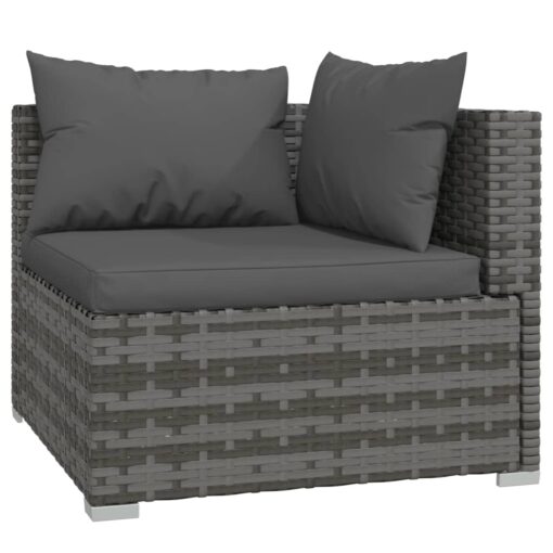 vidaXL 9 Piece Garden Lounge Set with Cushions Poly Rattan Grey - Image 2