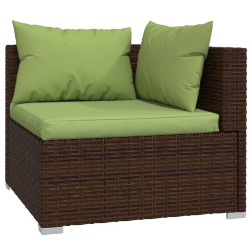 vidaXL 9 Piece Garden Lounge Set with Cushions Poly Rattan Brown - Image 2
