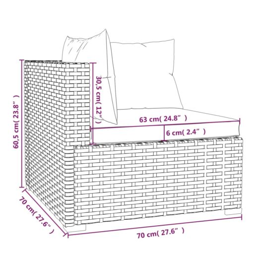vidaXL 9 Piece Garden Lounge Set with Cushions Poly Rattan Brown - Image 4