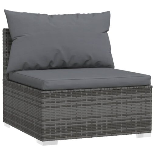 10 Piece Garden Lounge Set with Cushions Poly Rattan Grey - Image 4