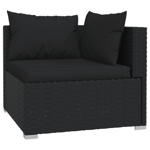 vidaXL 6 Piece Garden Lounge Set with Cushions Poly Rattan Black - Image 2