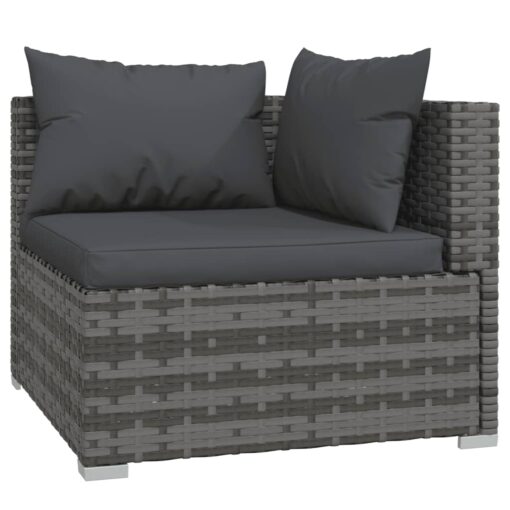 6 Piece Garden Lounge Set with Cushions Poly Rattan Grey - Image 2
