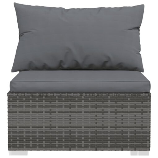 6 Piece Garden Lounge Set with Cushions Poly Rattan Grey - Image 3