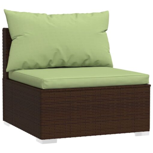 vidaXL 7 Piece Garden Lounge Set with Cushions Poly Rattan Brown - Image 4