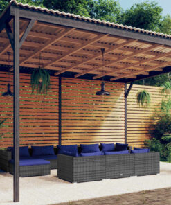 vidaXL 10 Piece Garden Lounge Set with Cushions Grey Poly Rattan