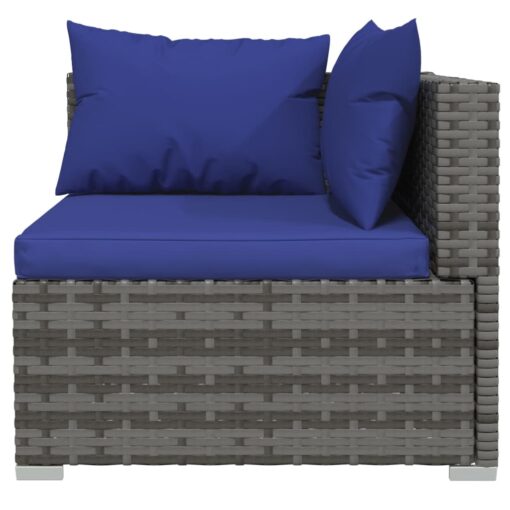  13 Piece Garden Lounge Set with Cushions Grey Poly Rattan - Image 2