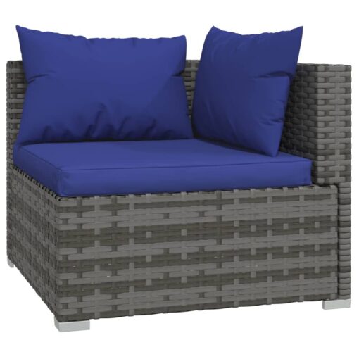  12 Piece Garden Lounge Set with Cushions Grey Poly Rattan - Image 3