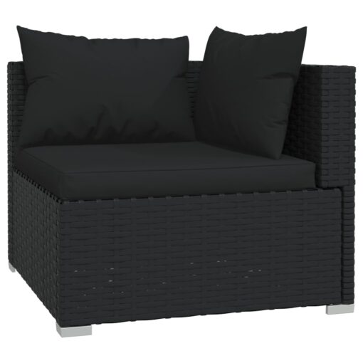  4 Piece Garden Lounge Set with Cushions Poly Rattan Black - Image 3