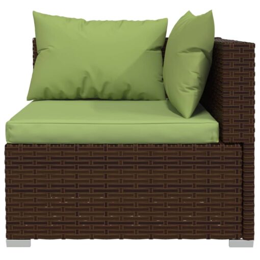 vidaXL 6 Piece Garden Lounge Set with Cushions Poly Rattan Brown - Image 2