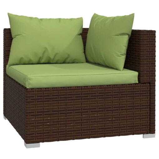 vidaXL 8 Piece Garden Lounge Set with Cushions Poly Rattan Brown - Image 3