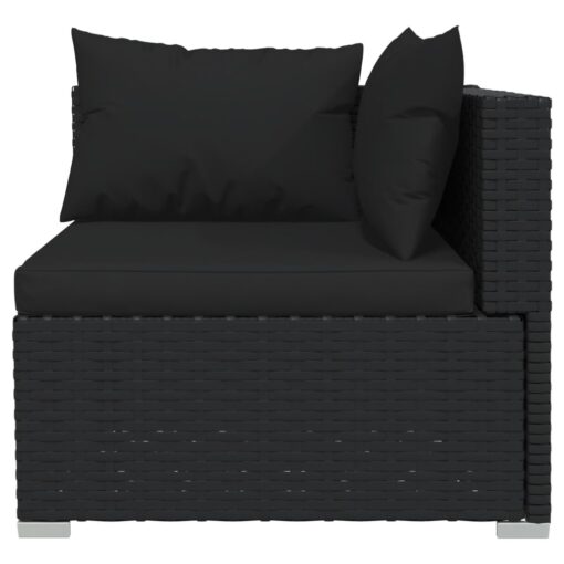 vidaXL 9 Piece Garden Lounge Set with Cushions Poly Rattan Black - Image 2