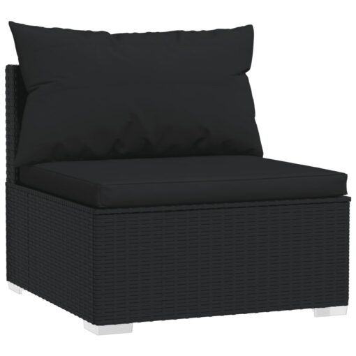 vidaXL 9 Piece Garden Lounge Set with Cushions Poly Rattan Black - Image 3