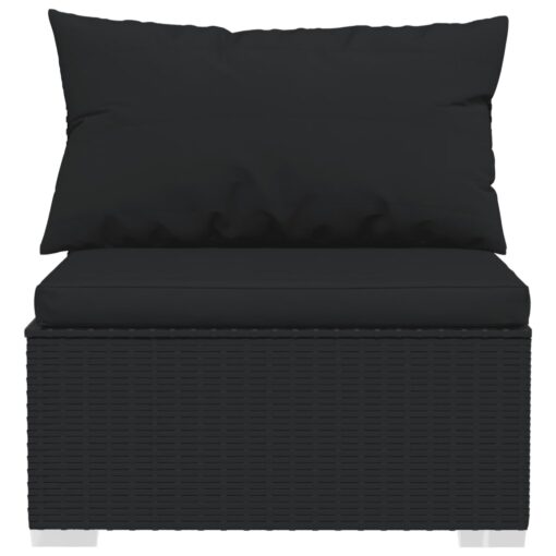 vidaXL 9 Piece Garden Lounge Set with Cushions Poly Rattan Black - Image 4