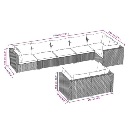 vidaXL 8 Piece Garden Lounge Set with Cushions Grey Poly Rattan - Image 3