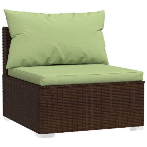  10 Piece Garden Lounge Set with Cushions Brown Poly Rattan - Image 2