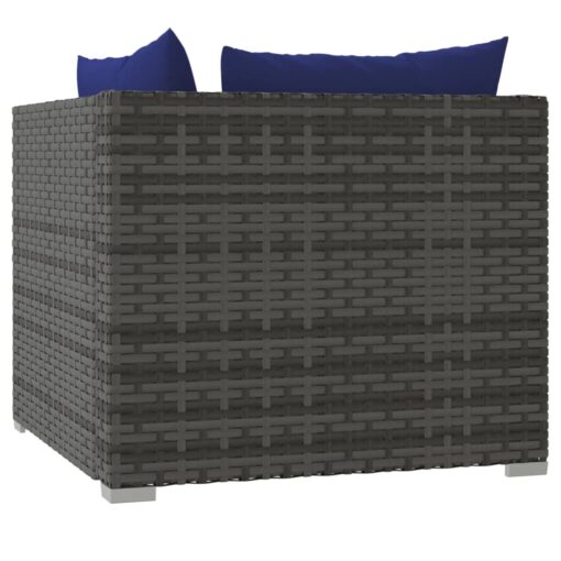  10 Piece Garden Lounge Set with Cushions Poly Rattan Grey - Image 2