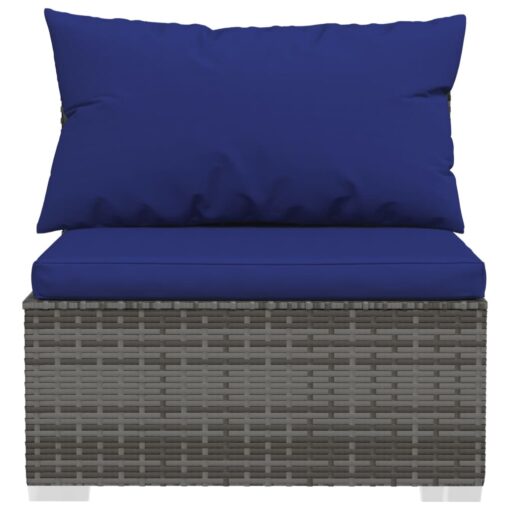  10 Piece Garden Lounge Set with Cushions Poly Rattan Grey - Image 4