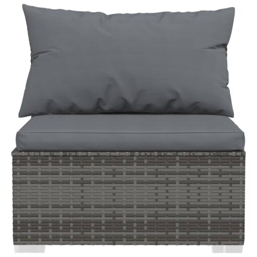  11 Piece Garden Lounge Set with Cushions Poly Rattan Grey - Image 4