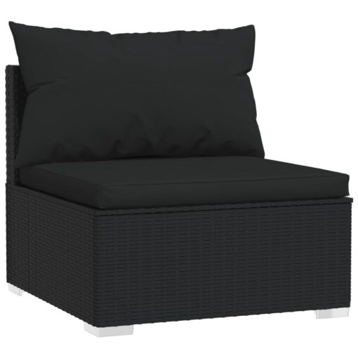  13 Piece Garden Lounge Set with Cushions Poly Rattan Black - Image 3