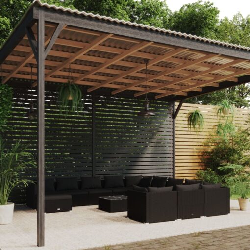 vidaXL 13 Piece Garden Lounge Set with Cushions Poly Rattan Black