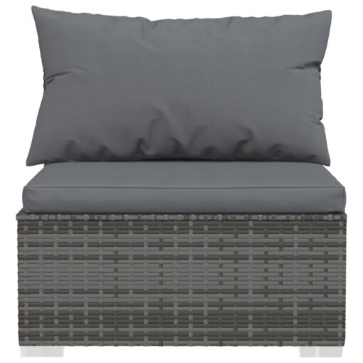  12 Piece Garden Lounge Set with Cushions Grey Poly Rattan - Image 4