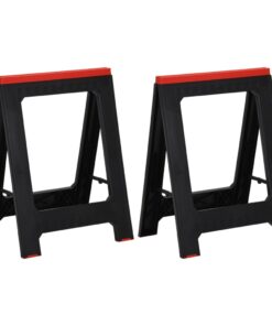 vidaXL Foldable Work Trestles 2 pcs Black and Red Polypropylene 350 kg