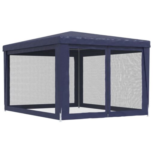 vidaXL Party Tent with 4 Mesh Sidewalls Blue 3x4 m HDPE - Image 3
