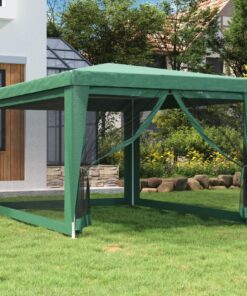 vidaXL Party Tent with 4 Mesh Sidewalls Green 3x4 m HDPE