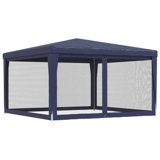 vidaXL Party Tent with 4 Mesh Sidewalls Blue 4x4 m HDPE - Image 3