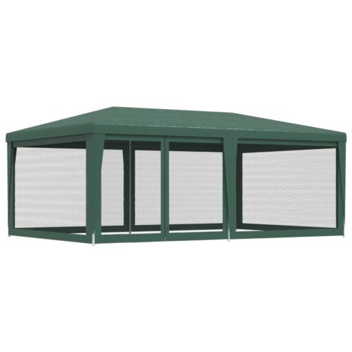vidaXL Party Tent with 6 Mesh Sidewalls Green 6x4 m HDPE - Image 3