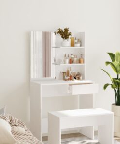 vidaXL Dressing Table with Mirror White 74.5x40x141 cm