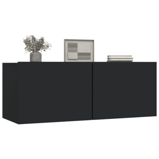 vidaXL TV Cabinets 2 pcs Black 80x30x30 cm Engineered Wood - Image 2