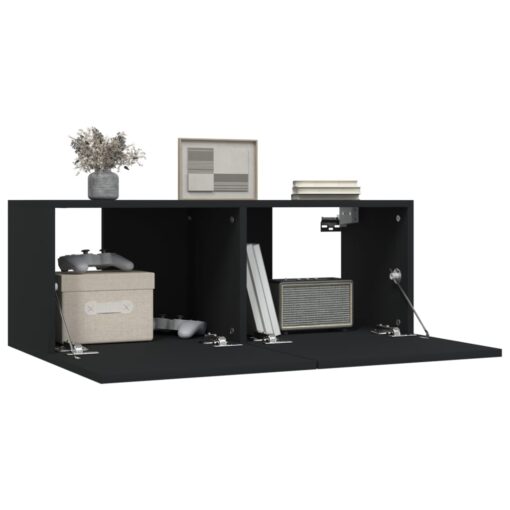vidaXL TV Cabinets 2 pcs Black 80x30x30 cm Engineered Wood - Image 3
