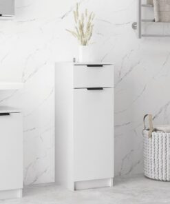 vidaXL Bathroom Cabinet High Gloss White 32x34x90 cm Engineered Wood