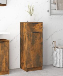 vidaXL Bathroom Cabinet Smoked Oak 32x34x90 cm Engineered Wood