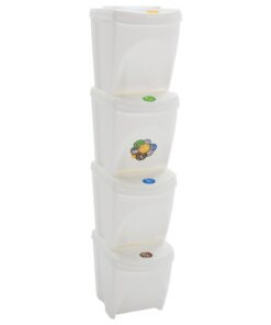 vidaXL Stackable Garbage Bin Boxes 4 pcs White 100 L Polypropylene