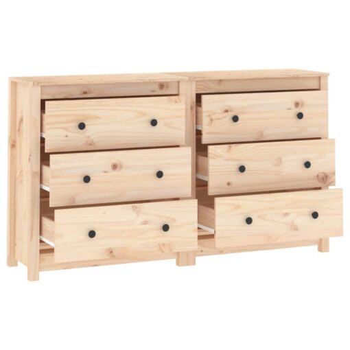 vidaXL Sideboard 140x35x80 cm Solid Wood Pine - Image 3
