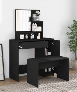 vidaXL Dressing Table Set Black 86.5x35x136 cm