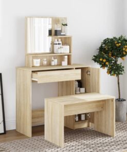 vidaXL Dressing Table Set Sonoma Oak 86.5x35x136 cm