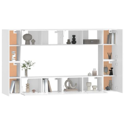 vidaXL 8 Piece TV Cabinet Set White Engineered Wood - Image 2