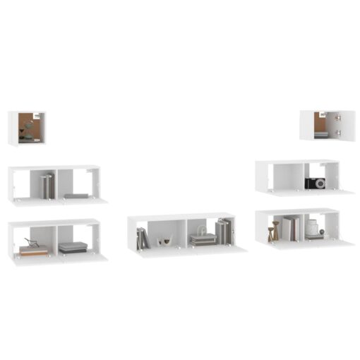 vidaXL 7 Piece TV Cabinet Set White Engineered Wood - Image 2