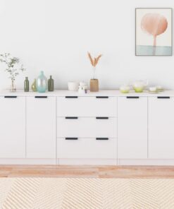 vidaXL 3 Piece Sideboards White Engineered Wood