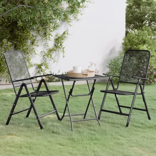 vidaXL 3 Piece Garden Dining Set Expanded Metal Mesh Anthracite