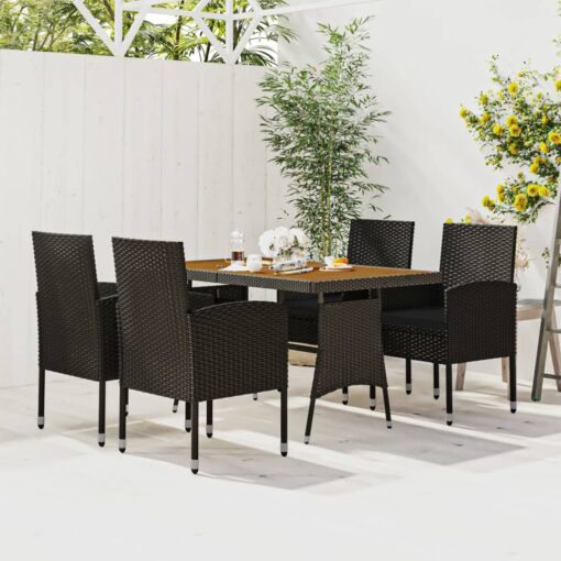 vidaXL 5 Piece Outdoor Dining Set Poly Rattan Black