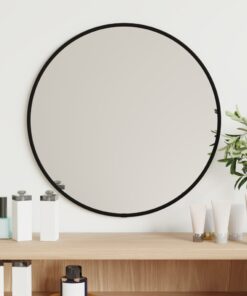 vidaXL Wall Mirror Black Ø 40 cm Round