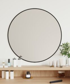 vidaXL Wall Mirror Black Ø 60 cm Round