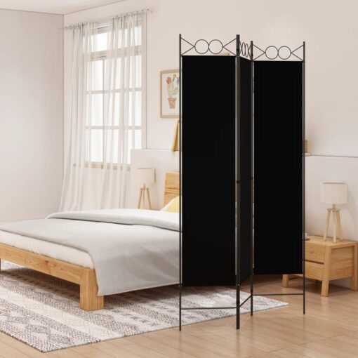 vidaXL 3-Panel Room Divider Black 120x200 cm Fabric